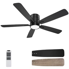 48 inch Flush Mount Ceiling Fans with Lights, 6-Speed Reversible Quite Motor,...