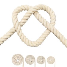 Cotton Rope Black Cotton Cord 3 Strand Twisted Macrame 6mm x 16 Feet Beige
