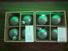Two Boxes of 34th  Pine Set of 4 Glass Christmas Ornament Each Box Total 8