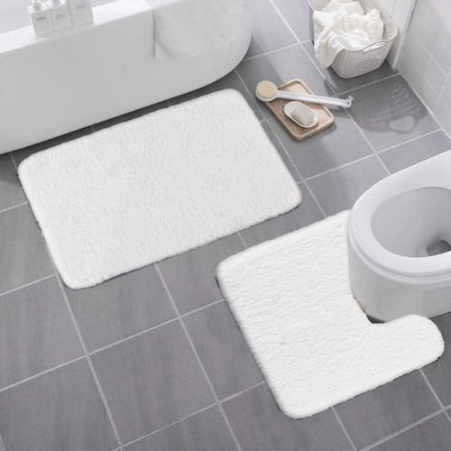 Luxury White Contour Bath Rug, 19.5 X 19.5 Inches Shaggy Bathroom Rugs,Non Sl... - Picture 7 of 7