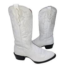 Shyanne Blanca White Leather Embroidered Western Cowgirl Boots Women's Size 8 B