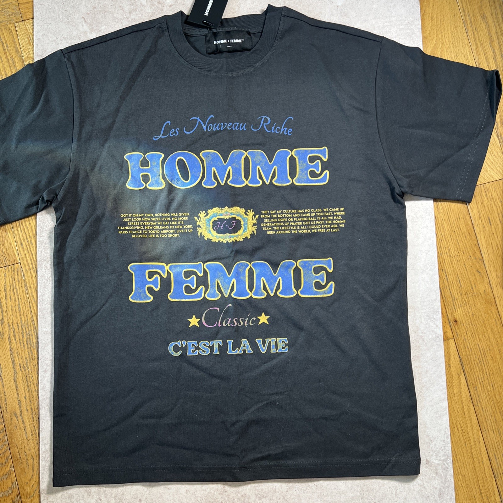 Homme Femme Men’s Small T Shirt Les Nouveau Riche Oversized $120 Sold Out