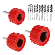 1/2" 3/4" 1" Copper Pipe Cleaner for Drill, Tube Cleaning 13 Piece Set Red