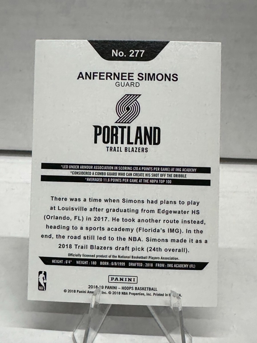 2018-19 Panini NBA Hoops Basketball 277 Anfernee Simon RC