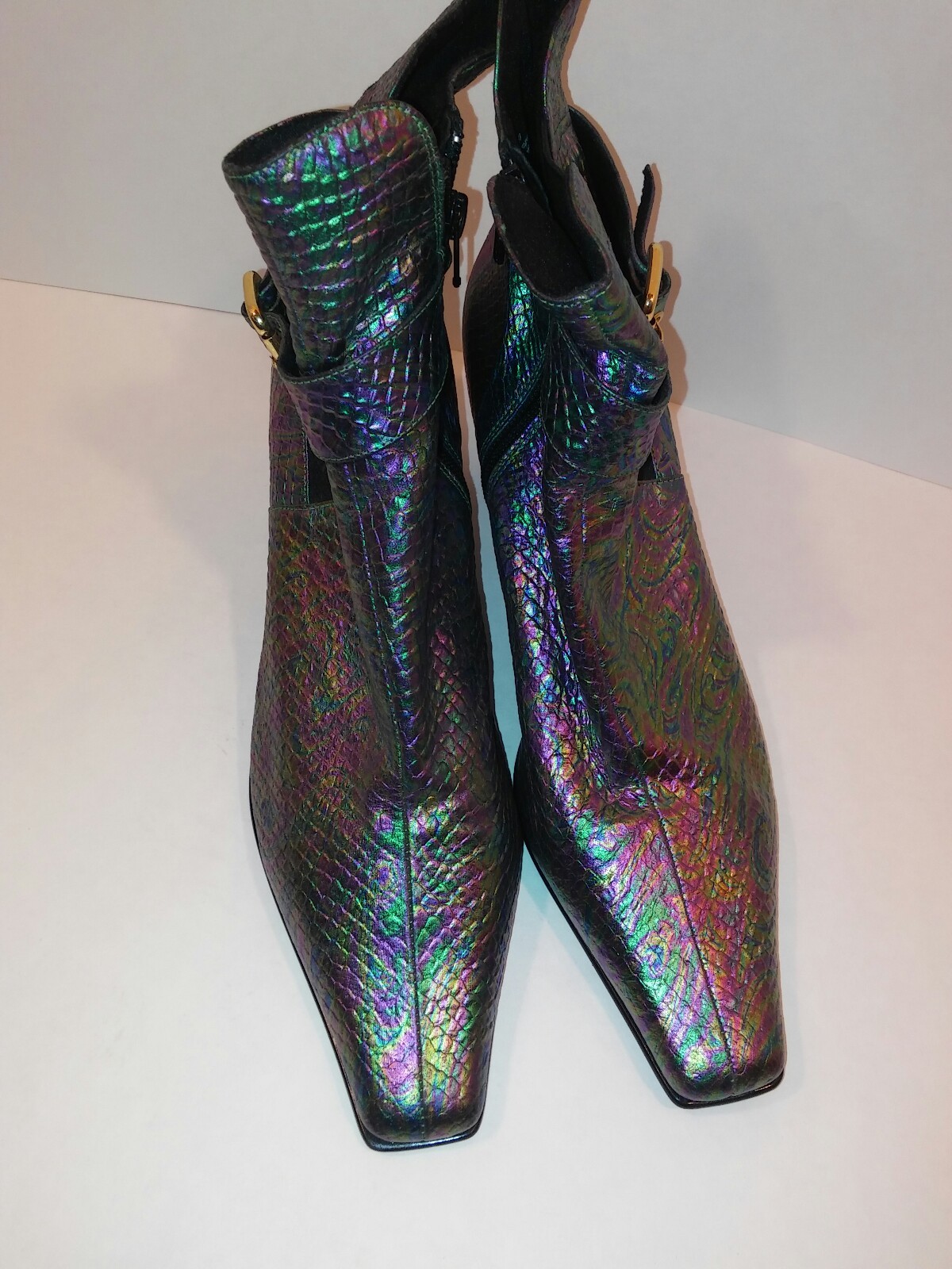 Iridescent Leather Ankle Boots J. J. J. Renee Franca ll Snake Skin Embossed Sz 10.5 M beb0c0 Iridescent Leather Ankle Boots J. J. J. Renee Franca ll Snake Skin Embossed Sz 10.5 M beb0c0
