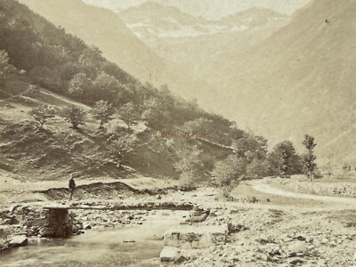 FRANCE Luchon Vallée du Lys Photo c1870 Stereo Vintage Albumin