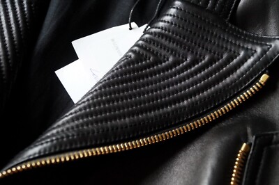 BALMAIN PARIS EDLE BIKER LEDER-JACKE LAMM NAPPA GR:44(franz.46) ROCK NEUW. LUXUS