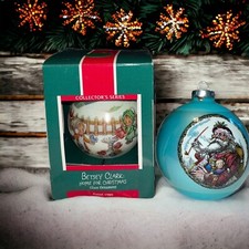 Lot 2 VTG HALLMARK BETSEY CLARK HOME FOR CHRISTMAS GLASS ORNAMENTS MADE IN USA