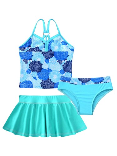 Girl Swimming Suit V Neck Straps Sleeveless O-ring Open Upper Back Bathing Suits - Picture 22 of 76