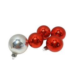 Vintage Rauch Glass Christmas Ball Ornaments 4 Red 2.5" 1 Silver 3" Lot 5