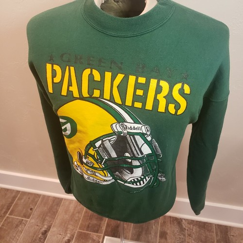 Vintage 1990s Green Bay Packers Riddell Helmet NFL Crew Neck SWEATSHIRT Men's XL - Picture 5 of 8