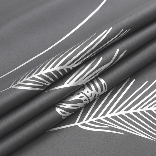 Room Darkening Drape Curtain Pair - 52Wx108L Elegant Dark Grey with Silver Palm - 第 11/12 張圖片
