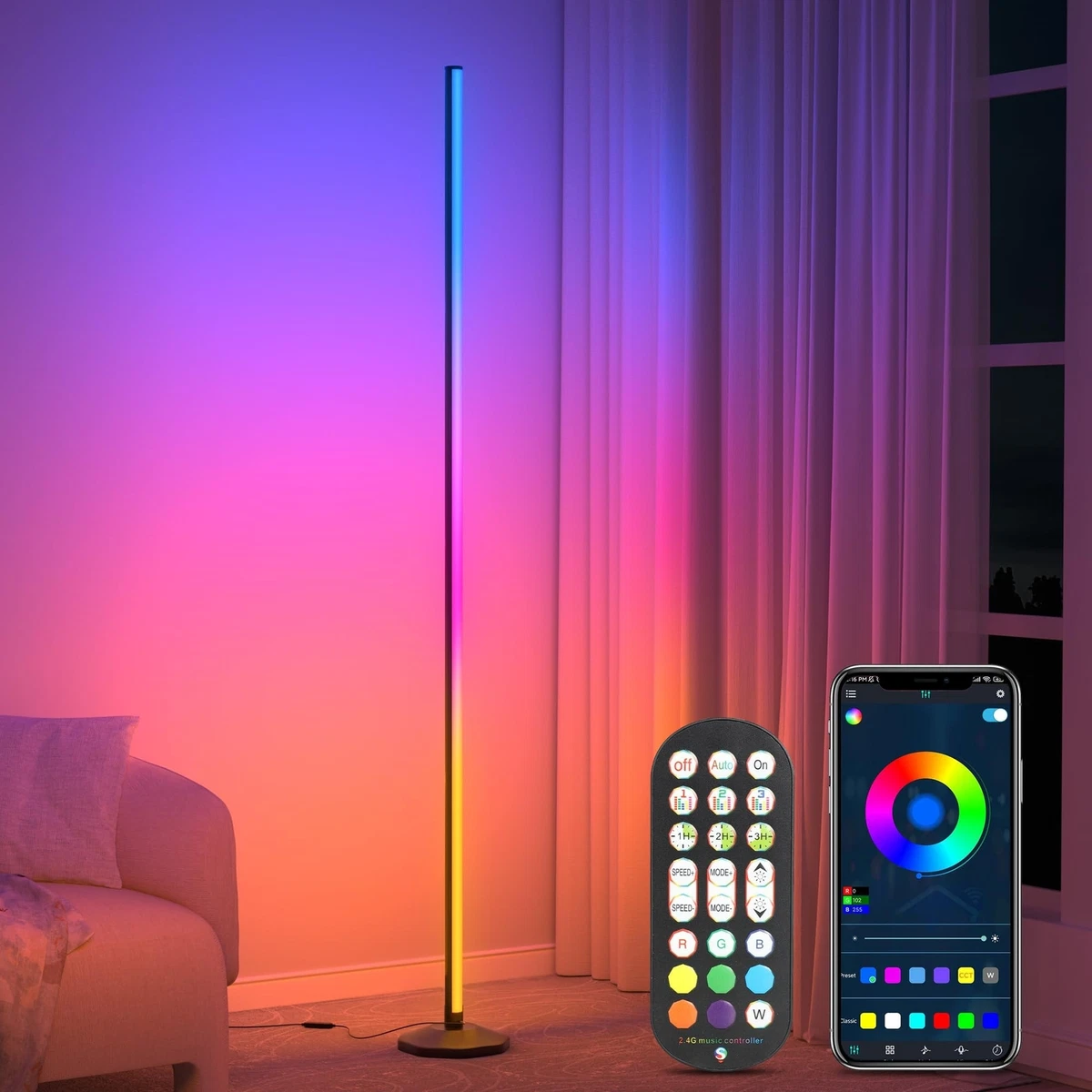 Color changing 2024 corner floor lamp