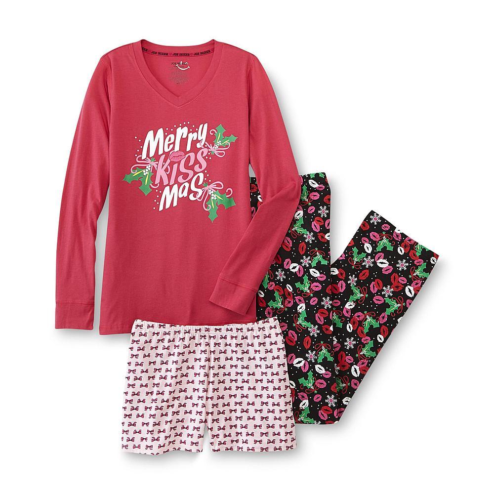 Joe Boxer Women's Pajama Shirt, Pants Shorts (Merry Kissmas) (3