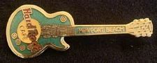 Hard Rock Cafe Newport Beach - Green Gibson Les Paul Guitar Pin - HRC Logo Back