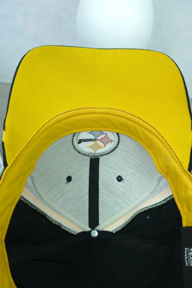 Gorra NFL Reebok Negra Amarilla Steelers Logo Ajustable Heinz Field 100% Algodón Foto 3 de 4