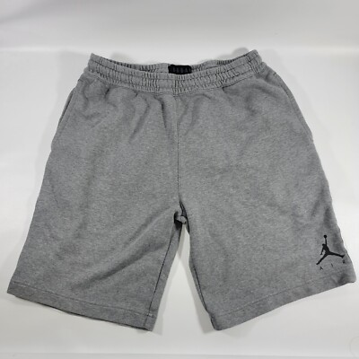 NIKE Air Jordan HBR Fleece Shorts Grey Black Men's Size LARGE SIDE RIBBON  LINING