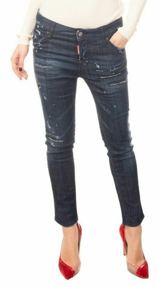 RRP 500 Authentic DSQUARED Ripped Paint Splatter cropped jeans S75LA0730 size 38 image 2