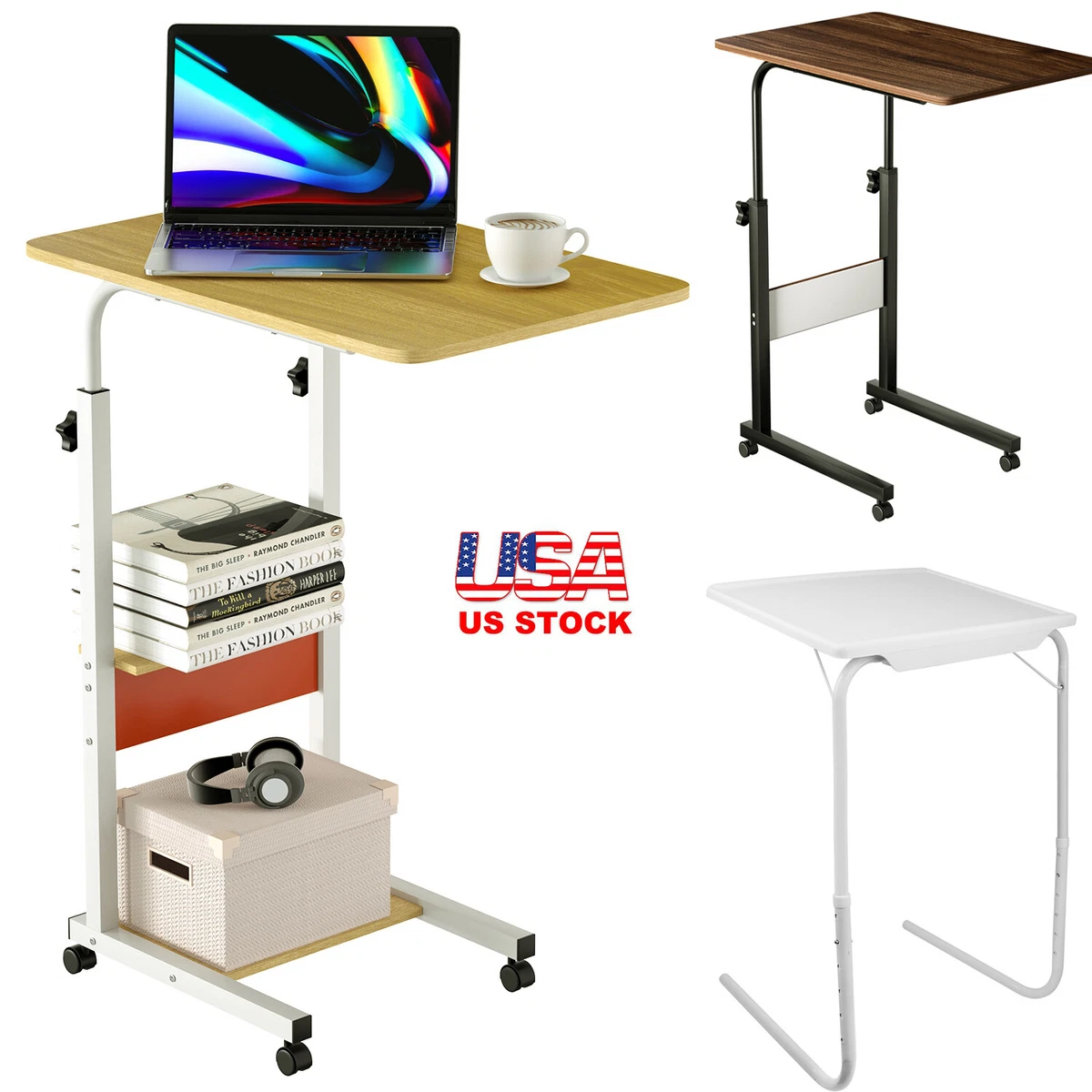 C Shaped Chair Side Table TV Tray Laptop Desk Sofa Bed Side Dinner Tray Portable