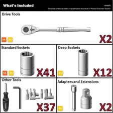 Durable 52 sockets 38 accessories 2 ratchets Mechanics Tool Set