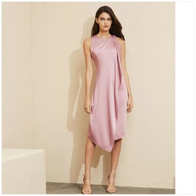 ETCETERA Cascade Blush Pink Satin Dress SZ 8 Wmns USA NWT $448.00 ma 