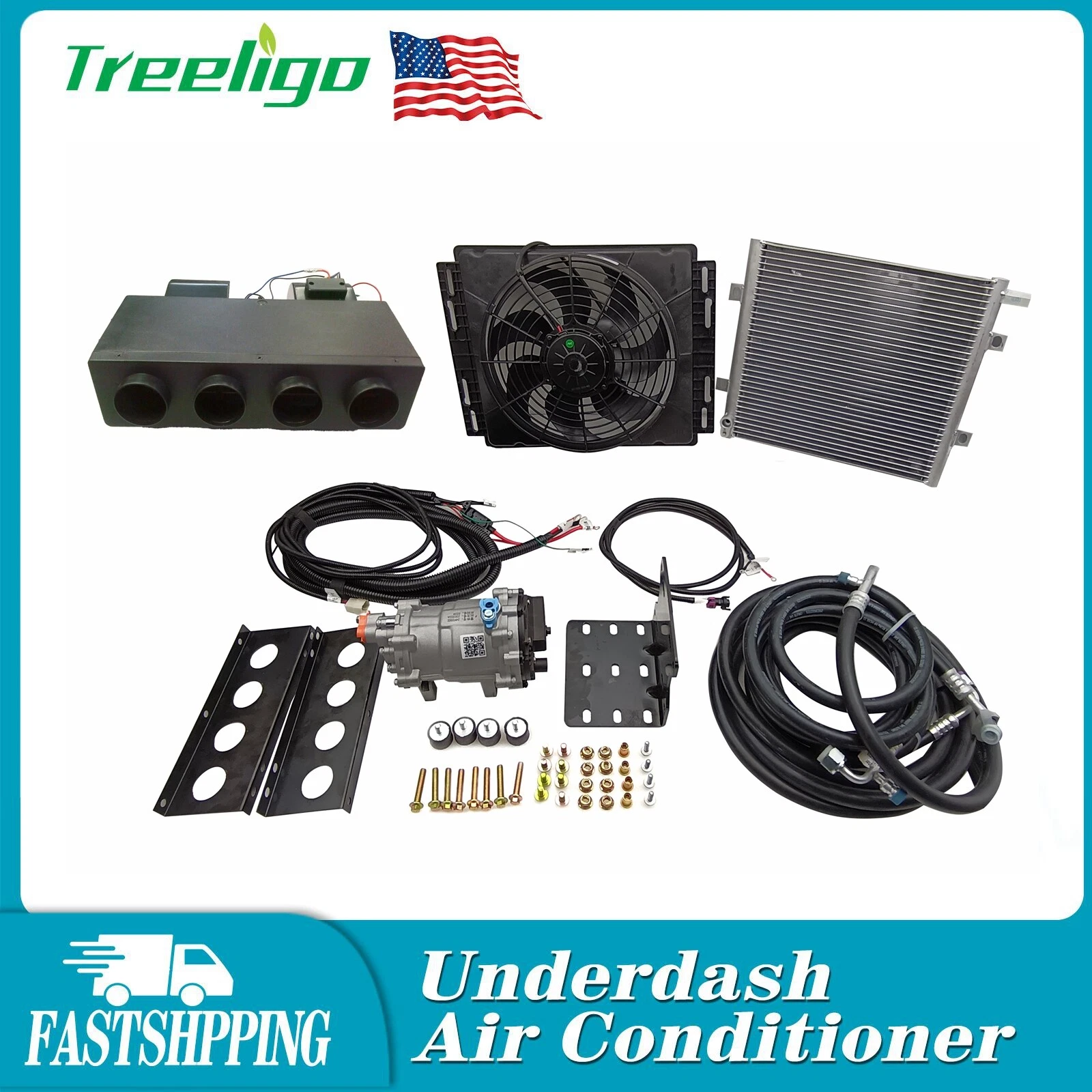 12V Electric Cool&Heat Universal Underdash Air Conditioner