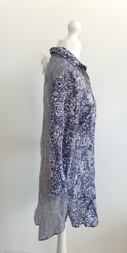 Happy Few, Shirt, Tunic, Button, Size Small, 38" Chest, Blue, White Cotton, BNWT - Picture 5 of 12