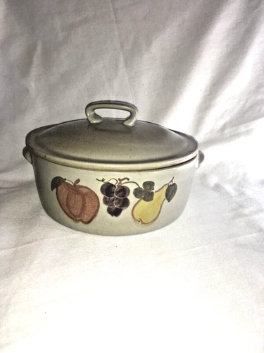 Vintage Chatham Potters Country Harvest Pottery Bowl Crock with Lid