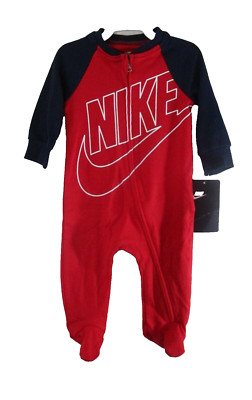 NWT Nike Infant Baby Futura Footed Sleep & Play Coverall 6M Red/Black