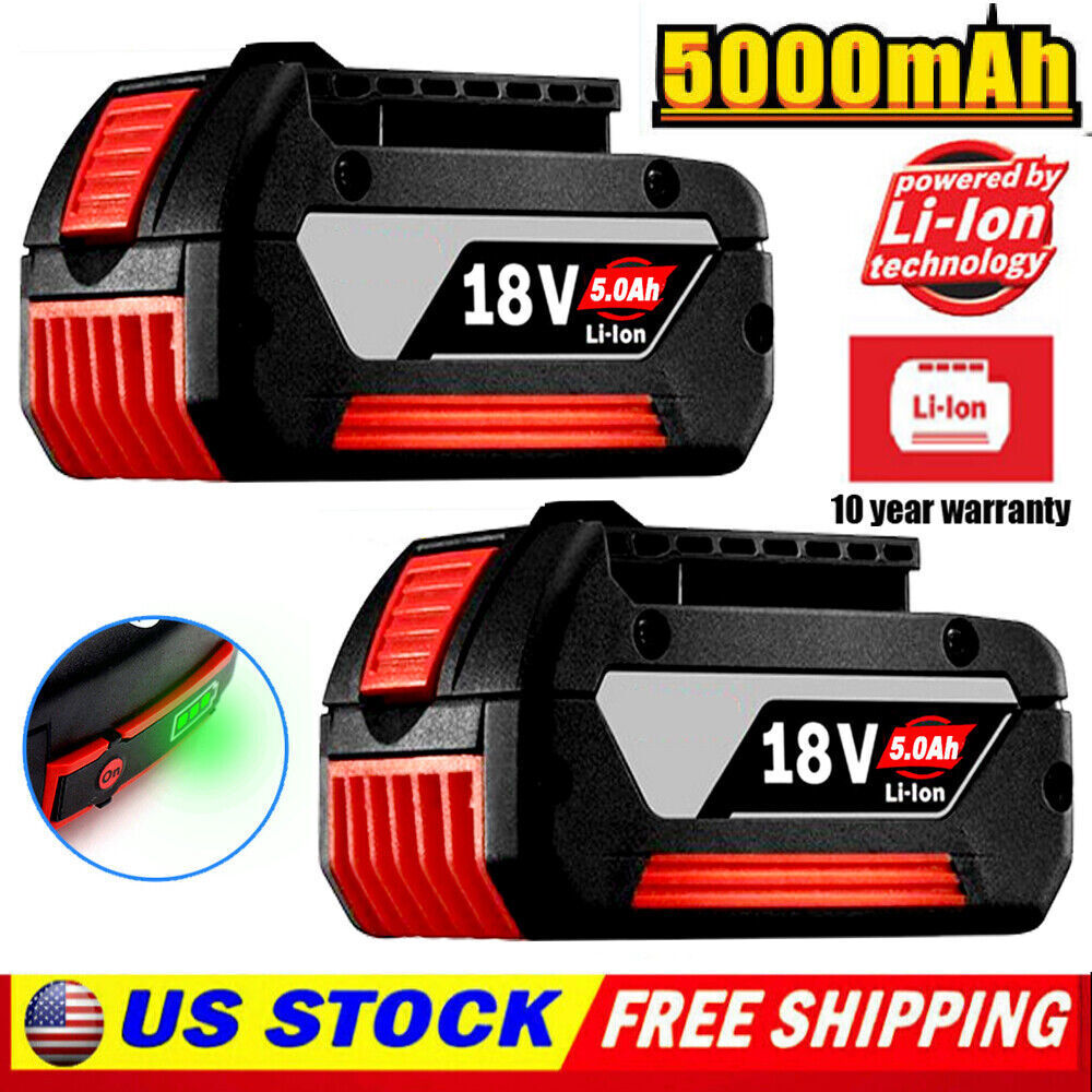 2 pack For Bosch Li-ion Battery 5.0Ah 18V BAT609 BAT610G BAT618 24618-01 BAT620