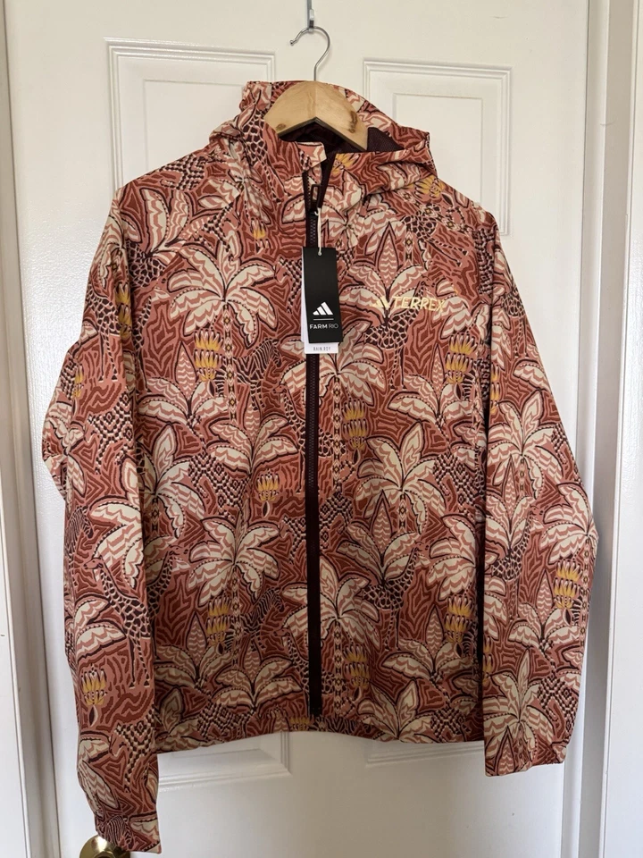 Chaqueta de lluvia Adidas para mujer grande Farm Rio Terrex Multi 2L cobre/rojo IY3790 NUEVA Foto 4 de 4