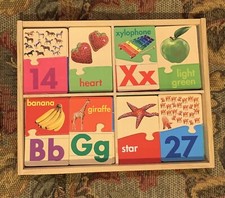 Self-Correcting Numbers  Alphabet Puzzle 77 Wooden Pieces in Great Condition 