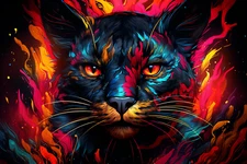 Psy Kitten UV tapestry, Blacklight Reactive, Psychedelic Wall Hanging, DMT Art