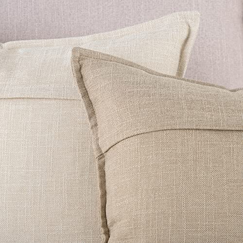 Set of 2 Linen Throw Pillow Covers 16x16 Inch Light Beige Soft Decorative Cus... - Picture 5 of 6