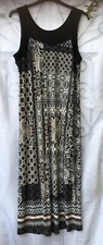 WALLIS Maxi DRESS Black White Design Stretchy Summer Holidays UK 16 Chest 41.5"