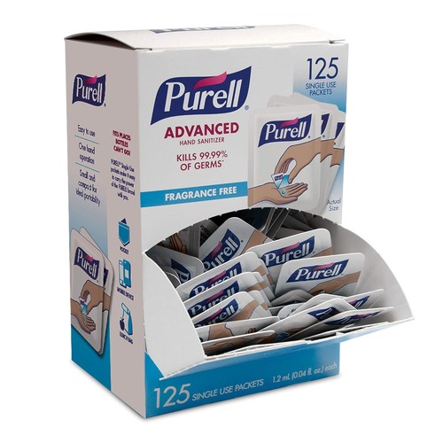 PURELL SINGLES Hand Sanitizer Gel – Fragrance-Free, 125 Count Single-Use Packs - Picture 2 of 8