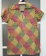 Retro Funk Polo 70's Disco Half Zip Up Shirt, Women's, Small, See Photos