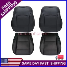 Driver+Passenger Bottom-Top Leather Seat Cover BLK For 2015-2019 Subaru Outback