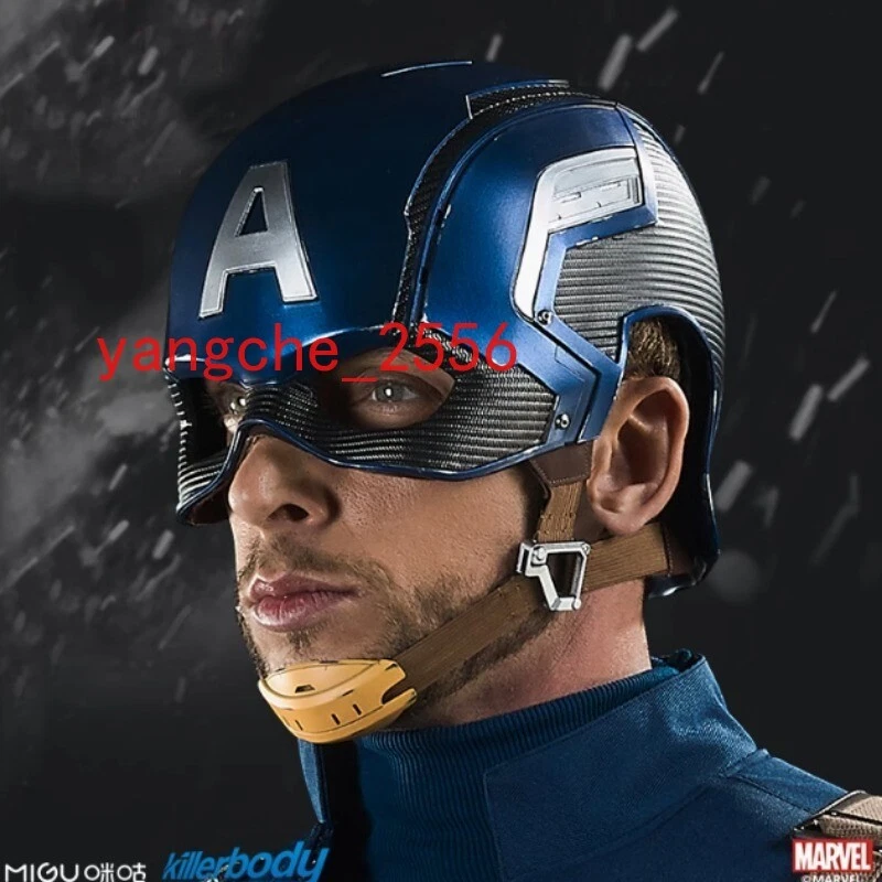 US STOCK! Casco del Capitán América Máscara Facial 1/1 Usable Cosplay Tocado NUEVO Foto 2 de 4