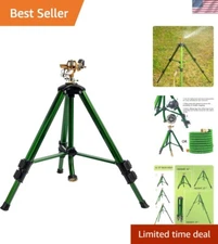 Adjustable Brass Garden Sprinkler with Tripod Legs - Easy Use, 20-35 FT Coverage