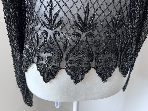 Stenay Sheer Beaded Black Evening Open Jacket Silk Lined Womens Size 6 - Picture 7 of 13