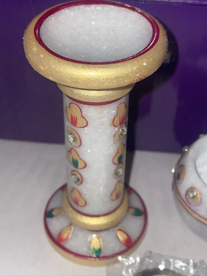 Handcrafter Makrana Marble Table Clock with hand enamelling - Boxed / Untested - Image 4 of 4