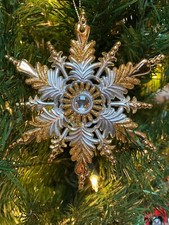 New Kurt Adler 4.75" Winter Woods Gold/Silver Snowflake Christmas Ornament A