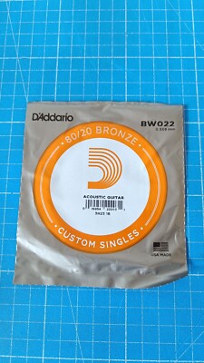 D'Addario 80/20 Bronze Wound Single String BW022 0.559mm (2 Pack)