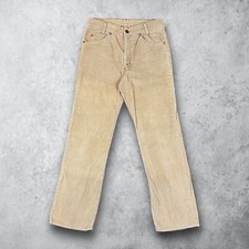 Vintage 70s Levis 716 Corduroy Boot Cut Pants Beige 28x28 USA Made Talon Zip