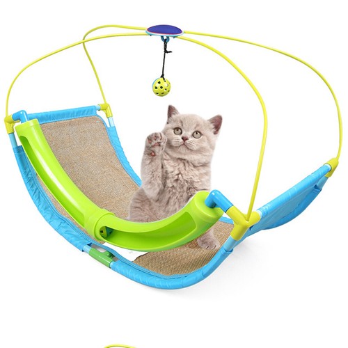 Tenda da gioco gatto amache letto letto pieghevole gattino tappetino con palline animali domestici giocattoli per cani - Foto 1 di 6