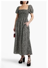 SOLID & STRIPED The Corinna M shirred printed cotton-voile maxi dress NWT $348