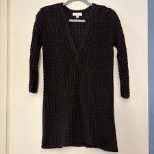 Calvin Klein Women's Brown Wool, Cotton & Cashmere Blend Mini Knit Dress, Small