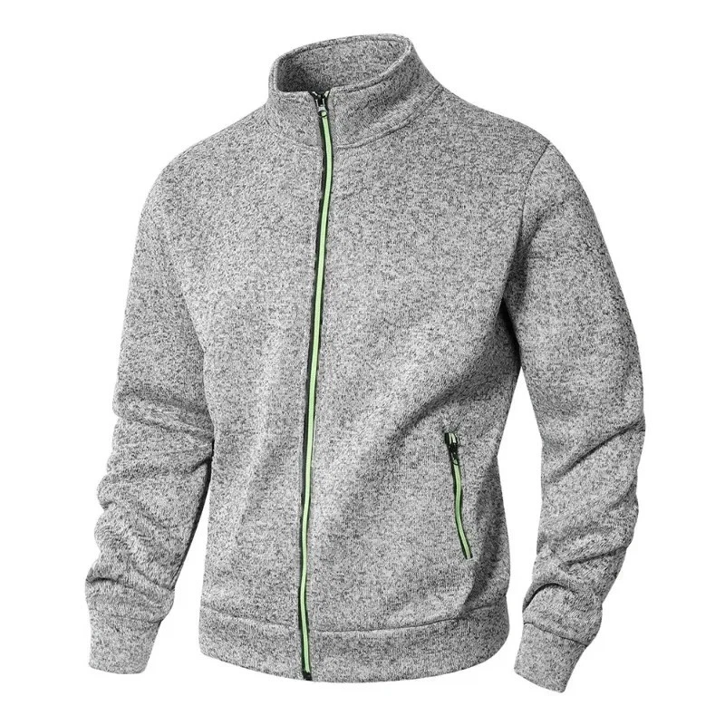 Sudadera informal cárdigan chaqueta pulóver al aire libre con cuello alto con cremallera para hombre Foto 3 de 4