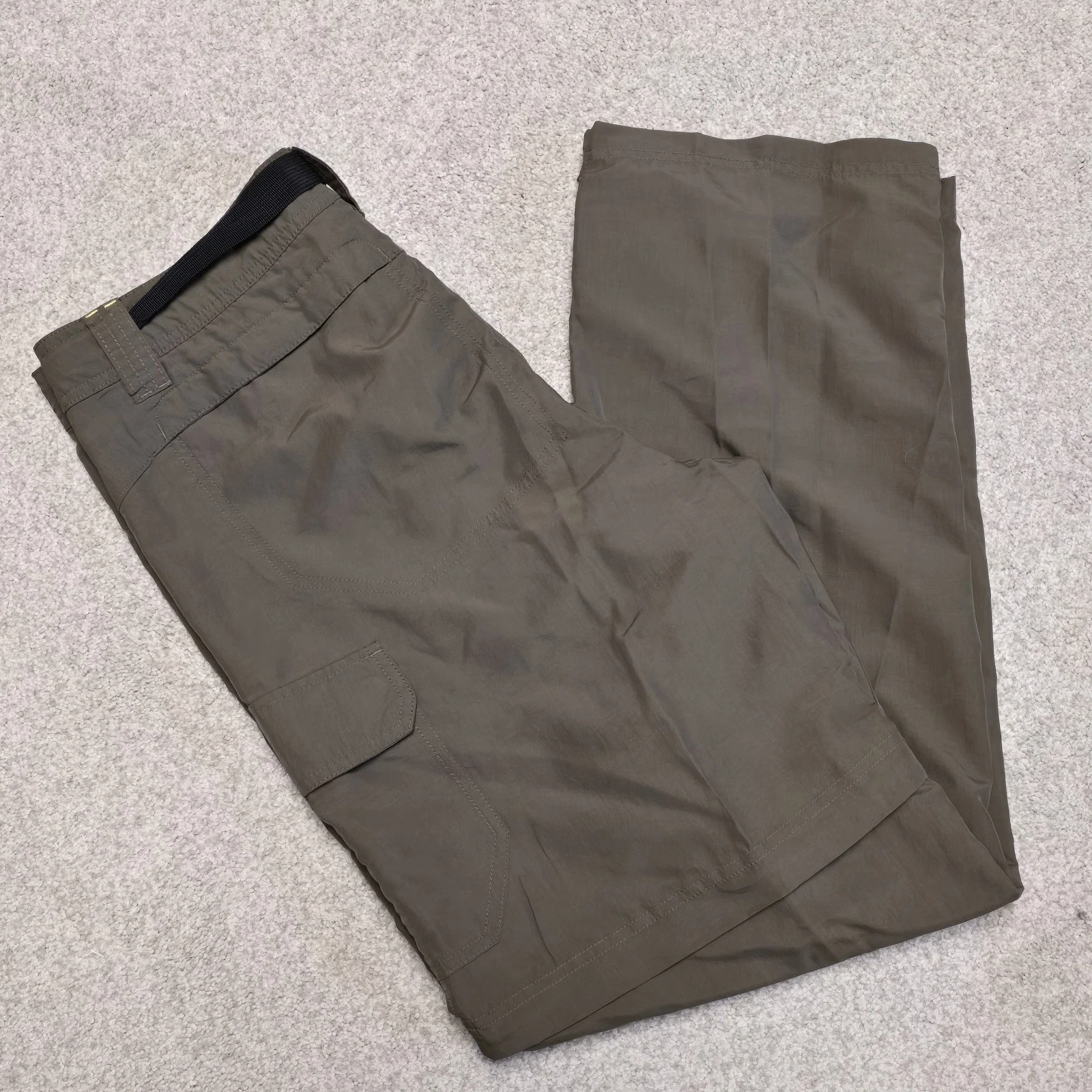 Eddie Bauer Travex Mens Size 34x32 Brown Nylon Convertible Cargo Pants Hiking